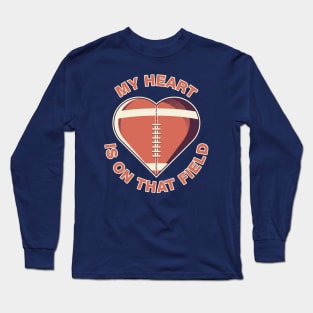 Football My Heart Is On That Field Vintage Retro Design Long Sleeve T-Shirt